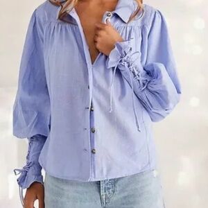 Free People Kiss Kiss lace cuff top